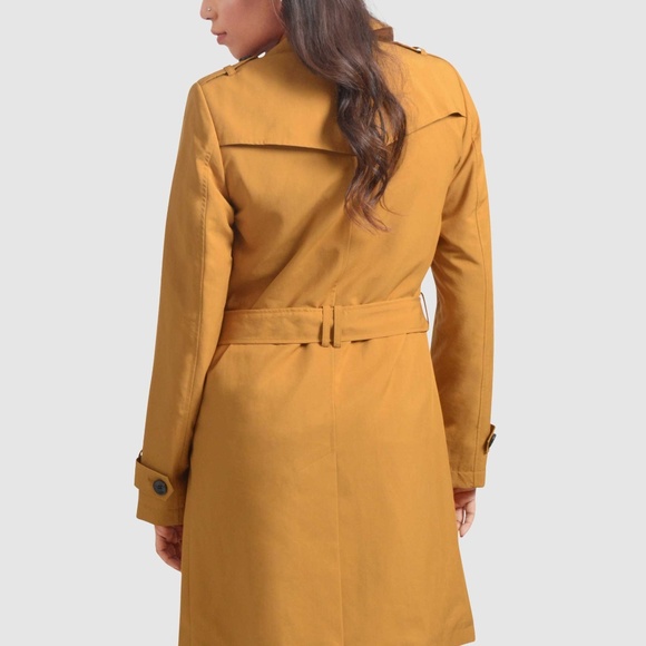 OLGYN Women's Savannah Mustard Trench Coat - Picture 2 of 4